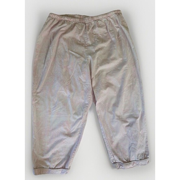 Alexander del Rossa Pajama set Pink White Paisley Crisp Cotton Size 2X - Picture 2 of 9